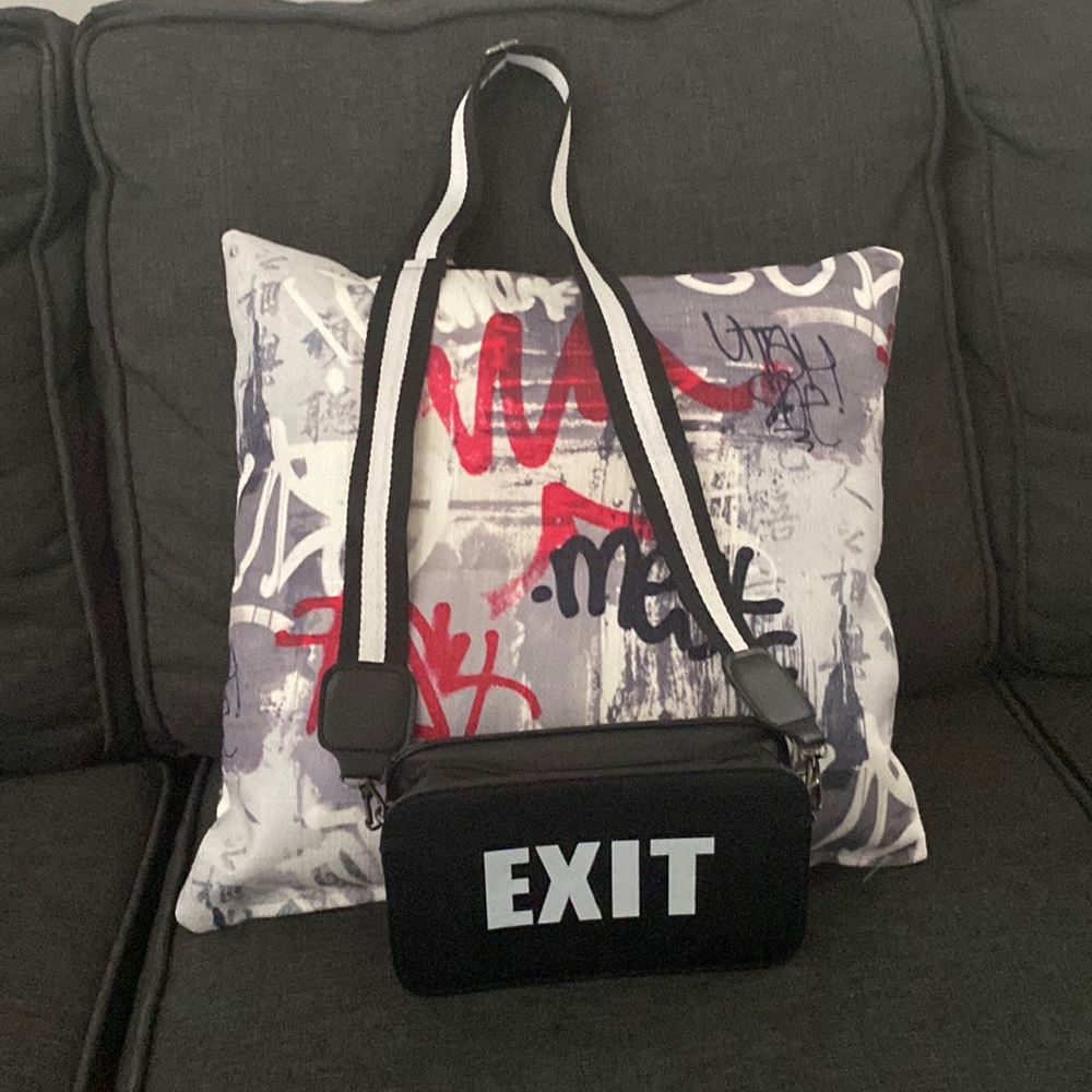 Black and white exit bag